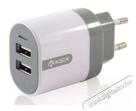Ksix 2 USB fali töltő adapter - fehér Mobil / Kommunikáció / Smart - Mobiltelefon kiegészítő / tok - Hálózati-, autós töltő - 318010