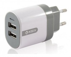 Ksix 2 USB fali töltő adapter - fehér Mobil / Kommunikáció / Smart - Mobiltelefon kiegészítő / tok - Hálózati-, autós töltő - 318010