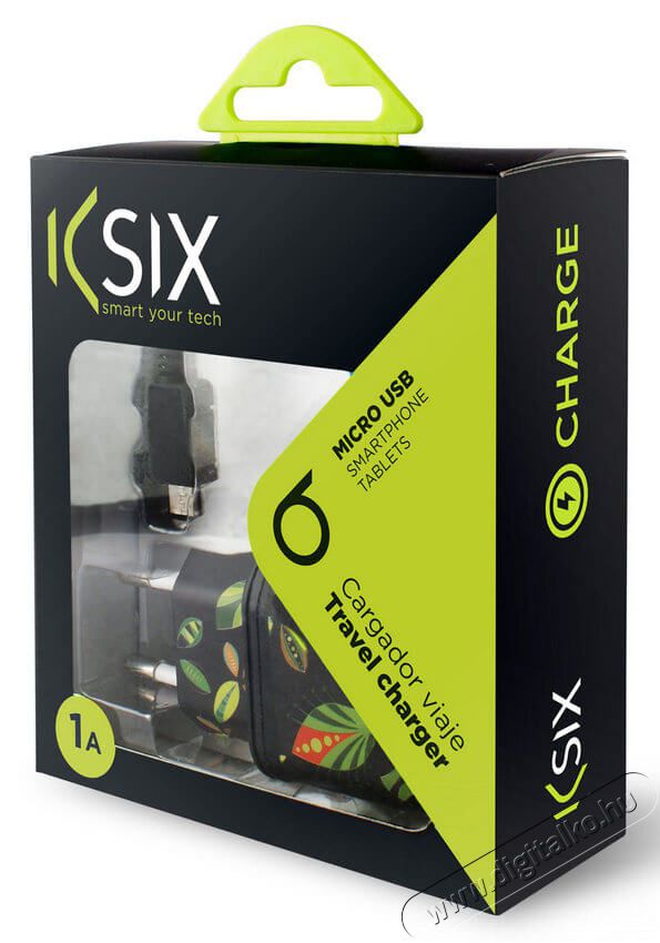 Ksix B1740CD02FN Micro USB fali töltő 1A - trópusi fekete Mobil / Kommunikáció / Smart - Mobiltelefon kiegészítő / tok - Hálózati-, autós töltő - 318013