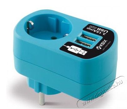 Ksix utazó adapter Dual USB 3A - kék Háztartás / Otthon / Kültér - Világítás / elektromosság - Hálózati elosztó / hosszabbító / adapter - 318095