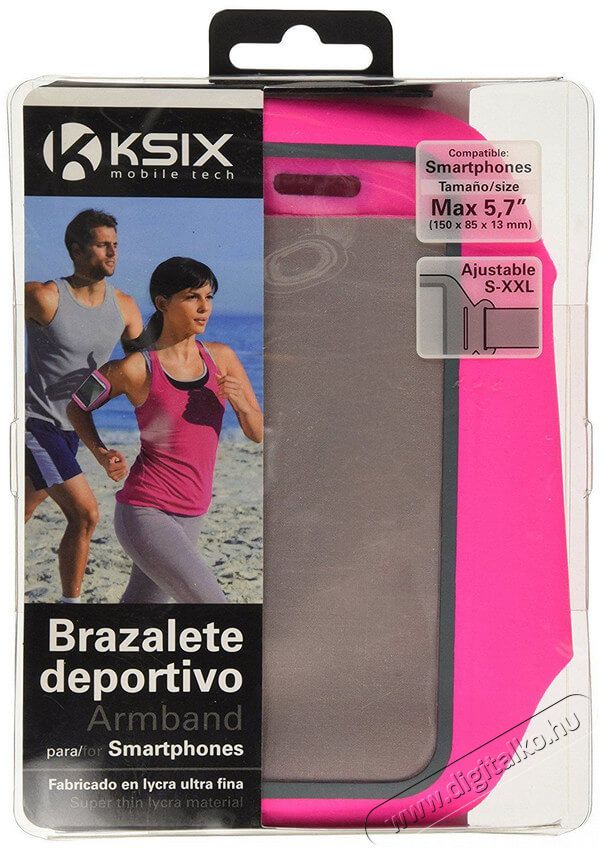Ksix BXFBRL02R V-ArmBand Lycra univerzális okostelefon (5.7) tartó karpánt - rózsaszín Mobil / Kommunikáció / Smart - Mobiltelefon kiegészítő / tok - Övtáska / karpánt futáshoz - 318039