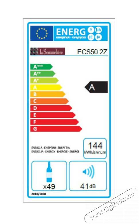 la Sommeliere ECS50.2Z 49 palackos 2 zónás kompresszoros borhűtő Konyhai termékek - Hűtő, fagyasztó (szabadonálló) - Borhűtő - 350443