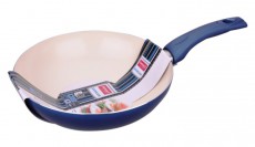 Lamart LTK2808 BLW Kerámia bevonatú alumínium WOK serpenyő 28cm - kék/fehér Konyhai termékek - Edény - Wok serpenyő - 261947