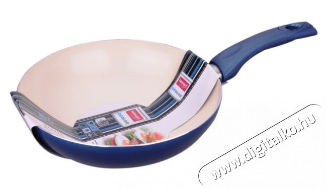 Lamart LTK2808 BLW Kerámia bevonatú alumínium WOK serpenyő 28cm - kék/fehér Konyhai termékek - Edény - Wok serpenyő - 261947