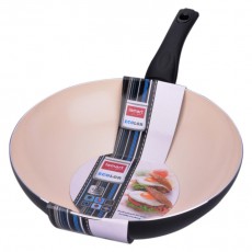 Lamart LTK2808 BW Kerámia bevonatú alumínium WOK serpenyő 28cm - fekete/fehér Konyhai termékek - Edény - Wok serpenyő - 261948