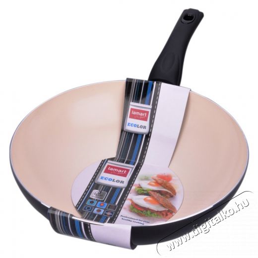 Lamart LTK2808 BW Kerámia bevonatú alumínium WOK serpenyő 28cm - fekete/fehér Konyhai termékek - Edény - Wok serpenyő - 261948