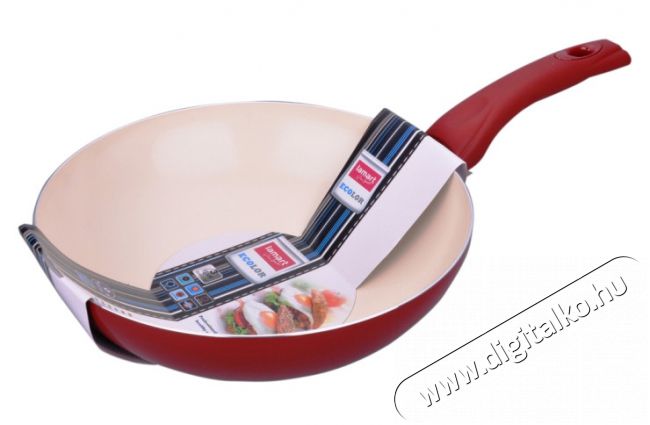 Lamart LTK2808 RW Kerámia bevonatú alumínium WOK serpenyő 28cm - piros/fehér Konyhai termékek - Edény - Wok serpenyő - 261949