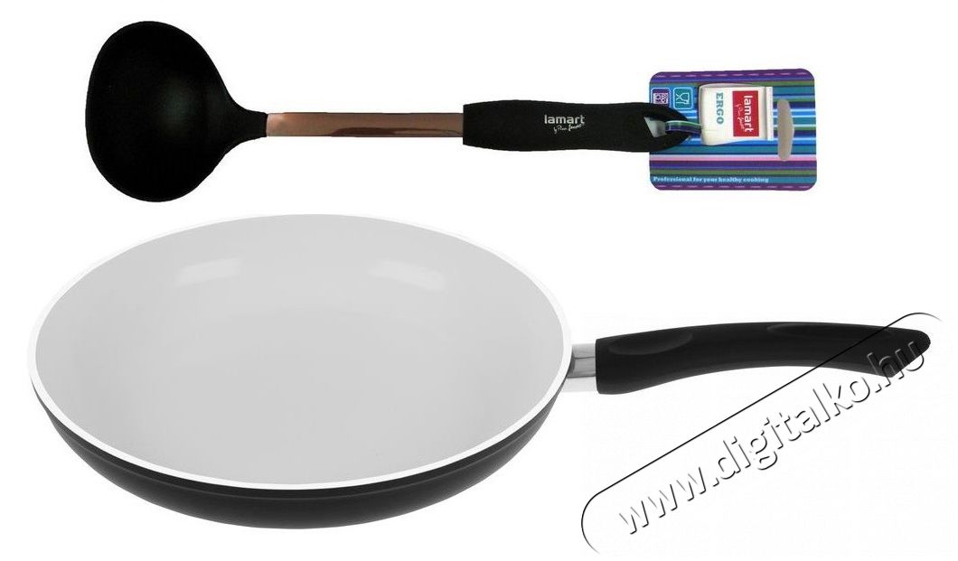 Lamart K2246BW Kerámia serpenyő 22 cm - fekete/fehér + 1150E merőkanál Konyhai termékek - Edény - Serpenyő - 299114