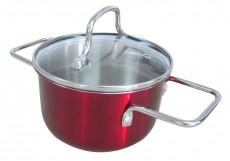 Lamart LTSS1695R Edény üveg fedővel 16cm, 1,9l - piros Konyhai termékek - Edény - Fazék / lábas - 274677