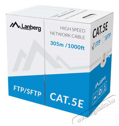 LANBERG LCF5-11CC-0305-S 305m Cat5e FTP szürke árnyékolt réz bevonatú alumínium patch kábel Iroda és számítástechnika - Számítógép tartozék - Hálózati kábel - 456617