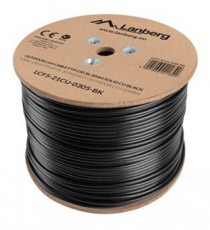 LANBERG LCF5-21CU-0305-BK 305m Cat5e F/UTP AWG24 Fca PE árnyékolt fekete kültéri kábel Iroda és számítástechnika - Számítógép tartozék - Hálózati kábel - 456287