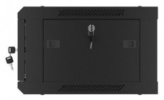 LANBERG WF01-6404-10B 19" 4U SZÉL:600 MÉLY:450 MAG:290 lapraszerelt üvegajtós fekete fali rack szekrény Iroda és számítástechnika - Egyéb számítástechnikai termék - 458780