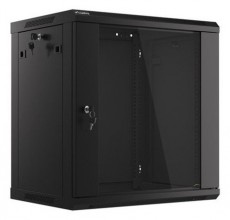 LANBERG WF01-6412-10B 19" 12U SZÉL:600 MÉLY:450 MAG:640 lapraszerelt üvegajtós fekete fali rack szekrény Iroda és számítástechnika - Egyéb számítástechnikai termék - 458781