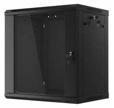 LANBERG WF01-6412-10B 19" 12U SZÉL:600 MÉLY:450 MAG:640 lapraszerelt üvegajtós fekete fali rack szekrény Iroda és számítástechnika - Egyéb számítástechnikai termék - 458781