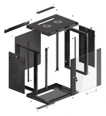 LANBERG WF01-6412-10B 19" 12U SZÉL:600 MÉLY:450 MAG:640 lapraszerelt üvegajtós fekete fali rack szekrény Iroda és számítástechnika - Egyéb számítástechnikai termék - 458781