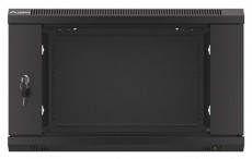 LANBERG WF01-6606-10B 19" 6U SZÉL:600 MÉLY:600 MAG:379 lapraszerelt üvegajtós fekete fali rack szekrény Iroda és számítástechnika - Egyéb számítástechnikai termék - 458786