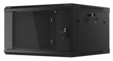 LANBERG WF01-6606-10B 19" 6U SZÉL:600 MÉLY:600 MAG:379 lapraszerelt üvegajtós fekete fali rack szekrény Iroda és számítástechnika - Egyéb számítástechnikai termék - 458786