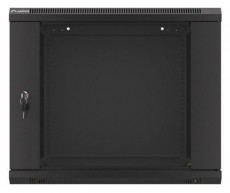 LANBERG WF01-6609-10B 19" 9U lapraszerelt üvegajtós fekete fali rack szekrény Iroda és számítástechnika - Egyéb számítástechnikai termék - 458946