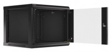 LANBERG WF01-6609-10B 19" 9U lapraszerelt üvegajtós fekete fali rack szekrény Iroda és számítástechnika - Egyéb számítástechnikai termék - 458946