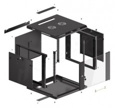 LANBERG WF01-6609-10B 19" 9U lapraszerelt üvegajtós fekete fali rack szekrény Iroda és számítástechnika - Egyéb számítástechnikai termék - 458946