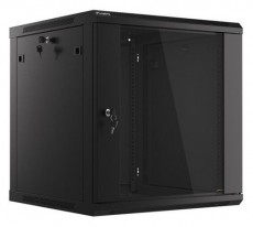 LANBERG WF01-6612-10B 19" 12U SZÉL:600 MÉLY:600 MAG:640 lapraszerelt üvegajtós fekete fali rack szekrény Iroda és számítástechnika - Egyéb számítástechnikai termék - 458782