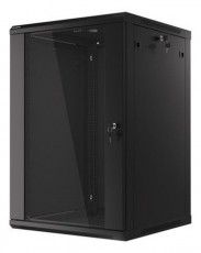 LANBERG WF01-6618-10B 19" 18U SZÉL:600 MÉLY:600 MAG:907 lapraszerelt üvegajtós fekete fali rack szekrény Iroda és számítástechnika - Egyéb számítástechnikai termék - 458783