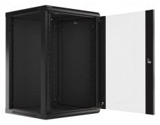 LANBERG WF01-6618-10B 19" 18U SZÉL:600 MÉLY:600 MAG:907 lapraszerelt üvegajtós fekete fali rack szekrény Iroda és számítástechnika - Egyéb számítástechnikai termék - 458783