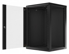 LANBERG WF01-6618-10B 19" 18U SZÉL:600 MÉLY:600 MAG:907 lapraszerelt üvegajtós fekete fali rack szekrény Iroda és számítástechnika - Egyéb számítástechnikai termék - 458783