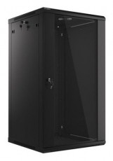 LANBERG WF01-6622-10B 19" 22U SZÉL:600 MÉLY:600 MAG:1085 lapraszerelt üvegajtós fekete fali rack szekrény Iroda és számítástechnika - Egyéb számítástechnikai termék - 458784