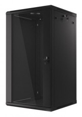 LANBERG WF01-6622-10B 19" 22U SZÉL:600 MÉLY:600 MAG:1085 lapraszerelt üvegajtós fekete fali rack szekrény Iroda és számítástechnika - Egyéb számítástechnikai termék - 458784
