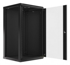 LANBERG WF01-6622-10B 19" 22U SZÉL:600 MÉLY:600 MAG:1085 lapraszerelt üvegajtós fekete fali rack szekrény Iroda és számítástechnika - Egyéb számítástechnikai termék - 458784