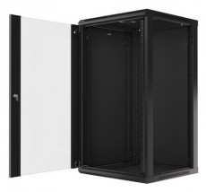 LANBERG WF01-6622-10B 19" 22U SZÉL:600 MÉLY:600 MAG:1085 lapraszerelt üvegajtós fekete fali rack szekrény Iroda és számítástechnika - Egyéb számítástechnikai termék - 458784