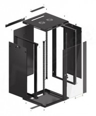 LANBERG WF01-6622-10B 19" 22U SZÉL:600 MÉLY:600 MAG:1085 lapraszerelt üvegajtós fekete fali rack szekrény Iroda és számítástechnika - Egyéb számítástechnikai termék - 458784