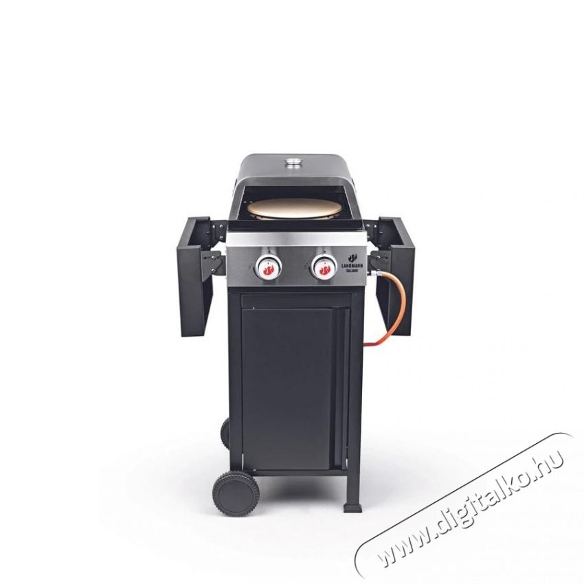 Landmann Caliano 2.0 g&aacute;zgrill, 2 &eacute;gővel, főzőfel&uuml;let 44x34,5 cm, 98x58 cm, magass&aacute;g 105 cm, pizzas&uuml;tővel &eacute;s 34 cm &aacute;tm&eacute;rőjű pizzakővel, 2 lehajthat&oacute; polccal H&aacute;ztart&aacute;s / Otthon / K&uuml;lt&eacute;r - K&uuml;lt&eacute;r / kerti term&eacute;k / grill - Kerti grill - 535396