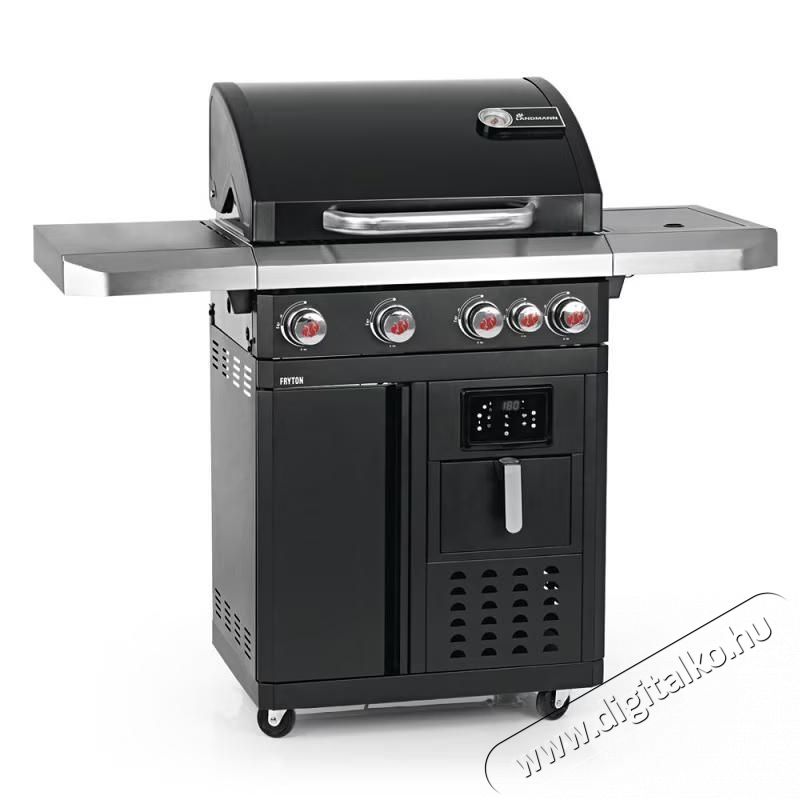 Landmann Fryton 4.1 g&aacute;zgrill be&eacute;p&iacute;tett l&eacute;gs&uuml;tővel, digit&aacute;lis kijelzővel, &ouml;nt&ouml;ttvas főzőfel&uuml;lettel 65x40 cm, 135x53 cm, magass&aacute;g 120 cm H&aacute;ztart&aacute;s / Otthon / K&uuml;lt&eacute;r - K&uuml;lt&eacute;r / kerti term&eacute;k / grill - Kerti grill - 535395