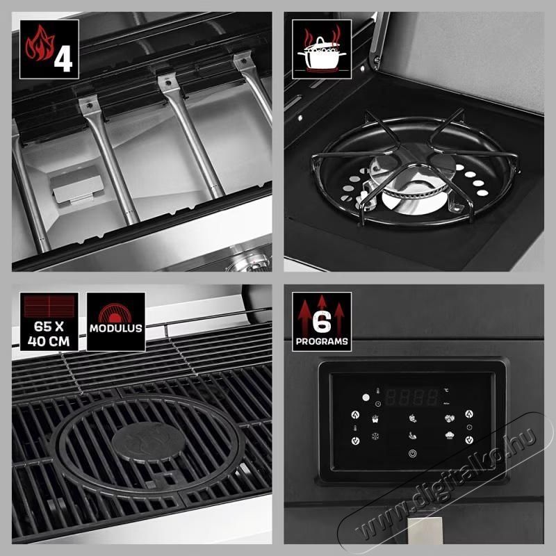 Landmann Fryton 4.1 g&aacute;zgrill be&eacute;p&iacute;tett l&eacute;gs&uuml;tővel, digit&aacute;lis kijelzővel, &ouml;nt&ouml;ttvas főzőfel&uuml;lettel 65x40 cm, 135x53 cm, magass&aacute;g 120 cm H&aacute;ztart&aacute;s / Otthon / K&uuml;lt&eacute;r - K&uuml;lt&eacute;r / kerti term&eacute;k / grill - Kerti grill - 535395