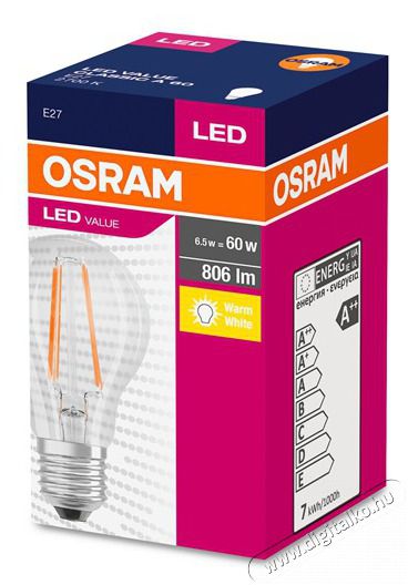 LEDVANCE Osram Value &aacute;tl&aacute;tsz&oacute; &uuml;veg b&uacute;ra/7W/806lm/2700K/E27 LED k&ouml;rte izz&oacute; Fot&oacute;-Vide&oacute; kieg&eacute;sz&iacute;tők - Vaku kieg&eacute;sz&iacute;tő - Izz&oacute; / villan&oacute;cső - 390530