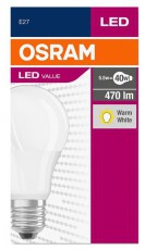 LEDVANCE Osram Value opál búra/5,5W/470lm/2700K/E27 LED körte izzó Egyéb - Nem forgalmazzuk ! - 408382