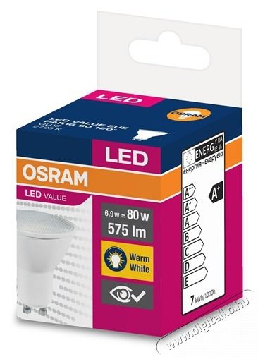 LEDVANCE Osram Value PAR16 műanyag h&aacute;z/6,9W/575lm/2700K/GU10/230V/120fok/83lm/W LED spot izz&oacute; Fot&oacute;-Vide&oacute; kieg&eacute;sz&iacute;tők - Vaku kieg&eacute;sz&iacute;tő - Izz&oacute; / villan&oacute;cső - 433850