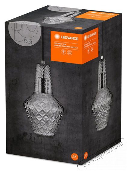 LEDVANCE Vintage 1906 Carved Bottle max. 60W/1xE27 füstüveg függesztett lámpa Háztartás / Otthon / Kültér - Világítás / elektromosság - Fali / mennyezeti lámpa - 443073