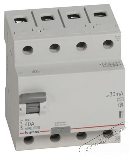 Legrand 402075 RX3 40A A 30mA 4 pólusú áram-védőkapcsoló Háztartás / Otthon / Kültér - Világítás / elektromosság - Hálózati elosztó / hosszabbító / adapter - 392580