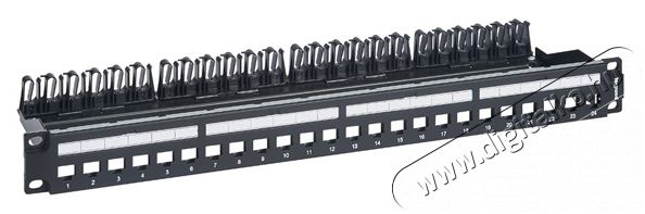 Legrand 632850 Linkeo C 19"/1U üres patch panel 24 db Keystone jack fogadására, fém kábeltartóval Iroda és számítástechnika - Hálózat - Hálózati kiegészítő - 392638