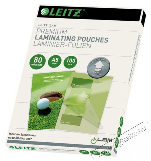 Leitz A5 2x80mic 100db-os Víztiszta lamináló fólia Iroda és számítástechnika - Papír kezelő termék - Lamináló fólia - 396702
