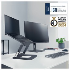 Leitz Ergo állítható magasságú és dőlésszögű sötétszürke laptopállvány Mobil / Kommunikáció / Smart - Tablet / E-book kiegészítő, tok - Tartó / rögzítő / állvány - 514812