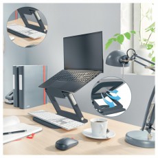 Leitz Ergo állítható magasságú és dőlésszögű sötétszürke laptopállvány Mobil / Kommunikáció / Smart - Tablet / E-book kiegészítő, tok - Tartó / rögzítő / állvány - 514812