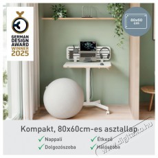 Leitz Ergo Ülő/álló asztal, gurulós, 80×60 cm, fehér Fotó-Videó kiegészítők - Állvány - Asztali állvány - 518374