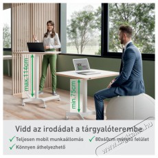 Leitz Ergo Ülő/álló asztal, gurulós, 80×60 cm, fehér Fotó-Videó kiegészítők - Állvány - Asztali állvány - 518374
