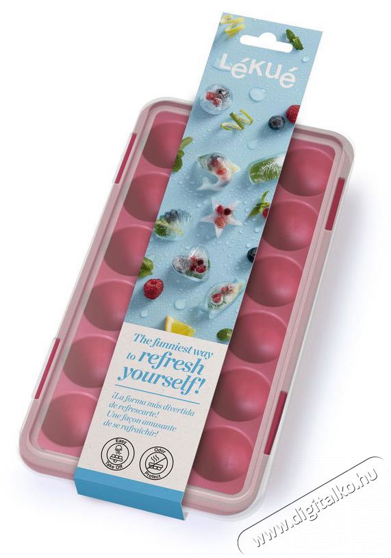 L&eacute;ku&eacute;  Round Ice Cube Tray J&eacute;gkocka forma, szilikon, 18 j&eacute;gkock&aacute;hoz, piros Konyhai term&eacute;kek - Egy&eacute;b / Konyhai kieg&eacute;sz&iacute;tő - 525197