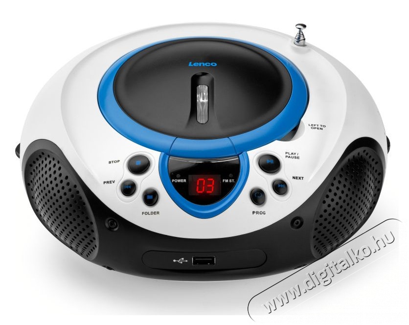 Lenco SCD-38 USB hordozható CD-s rádió (Boombox) - KÉK Audio-Video / Hifi / Multimédia - Hordozható CD / DVD / Multimédia készülék - Hordozható CD / Multimédia rádiómagnó / Boombox - 259040