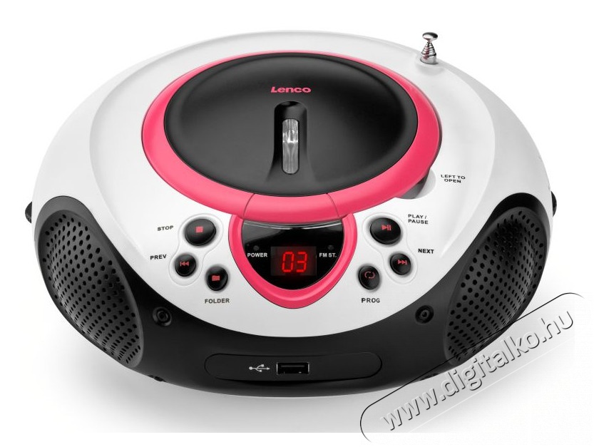 Lenco SCD-38 USB hordozható CD-s rádió (Boombox) - rózsaszín Audio-Video / Hifi / Multimédia - Hordozható CD / DVD / Multimédia készülék - Hordozható CD / Multimédia rádiómagnó / Boombox - 259041